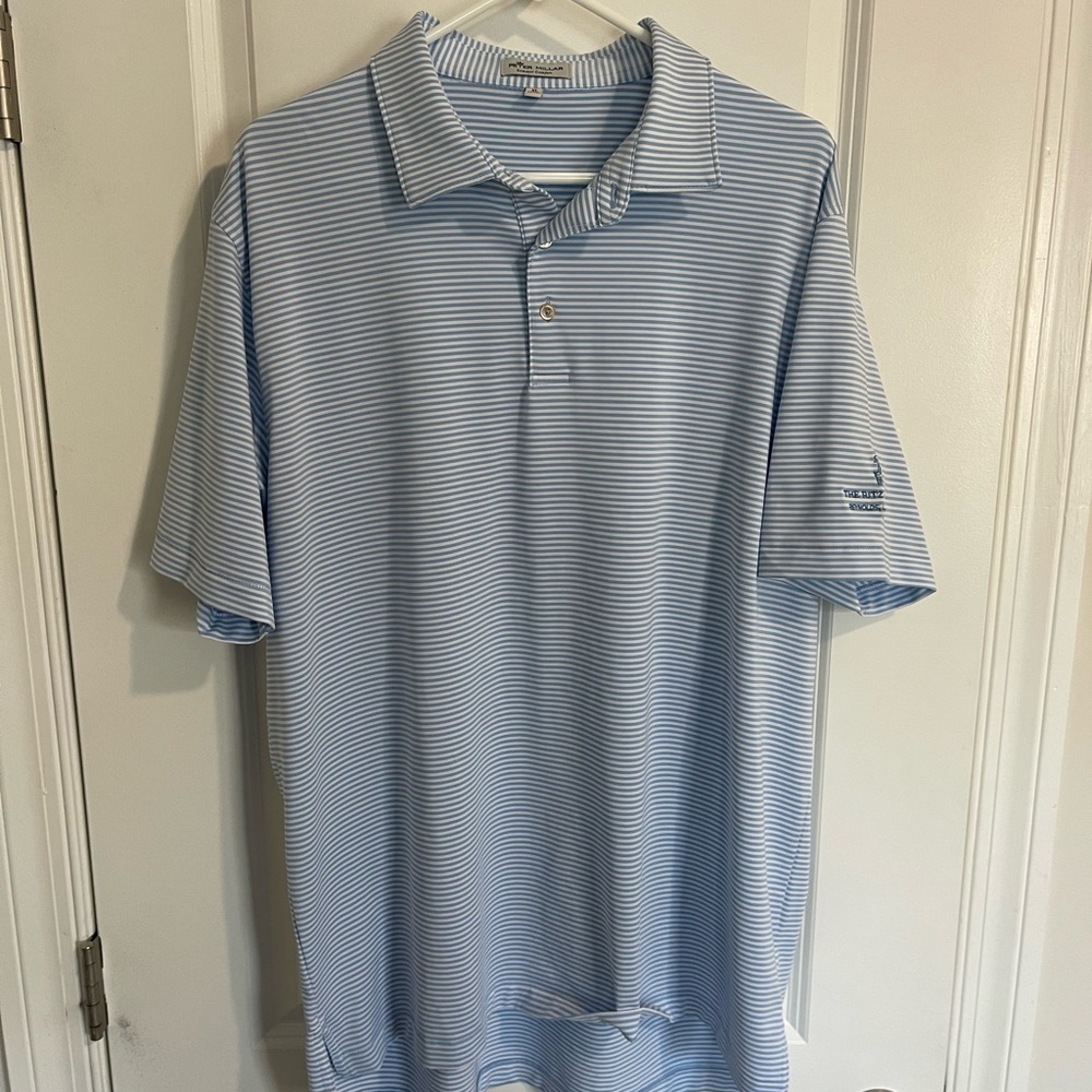 Peter Millar Light Blue Striped Polo Shirt